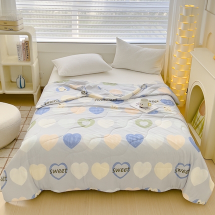 久典家居 2024新款A类氨纶抗菌印花凉感丝夏被空调被 爱心