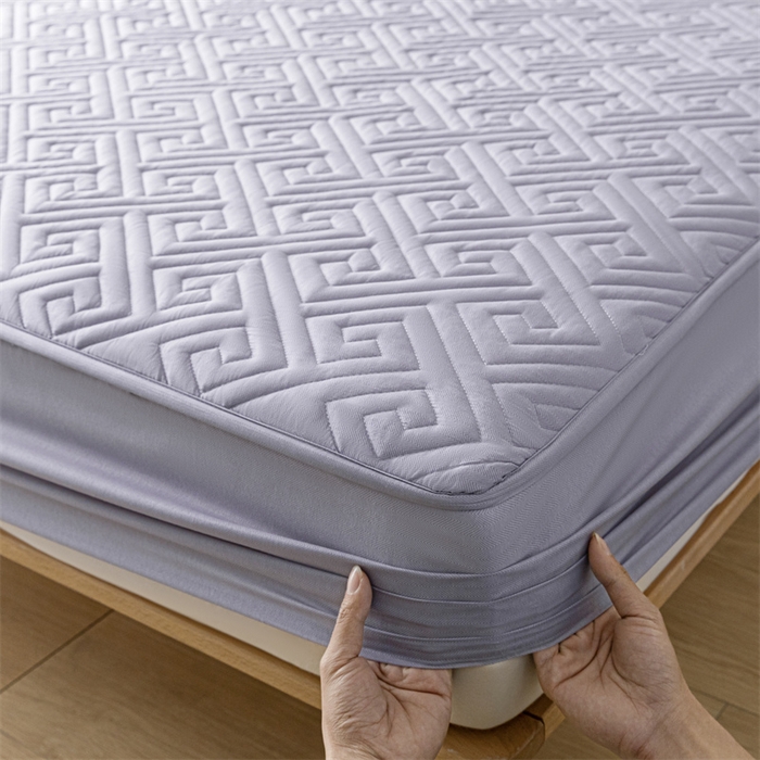 91家纺网 家纺一手货源 找家纺 古吉梦 2024新款水洗棉磨毛夹棉床笠 夹棉床笠-烟熏紫