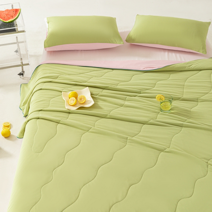 91家纺网 家纺一手货源 找家纺 佳居缘 2024新款西瓜冰柠被空调被夏被 蜜瓜粉