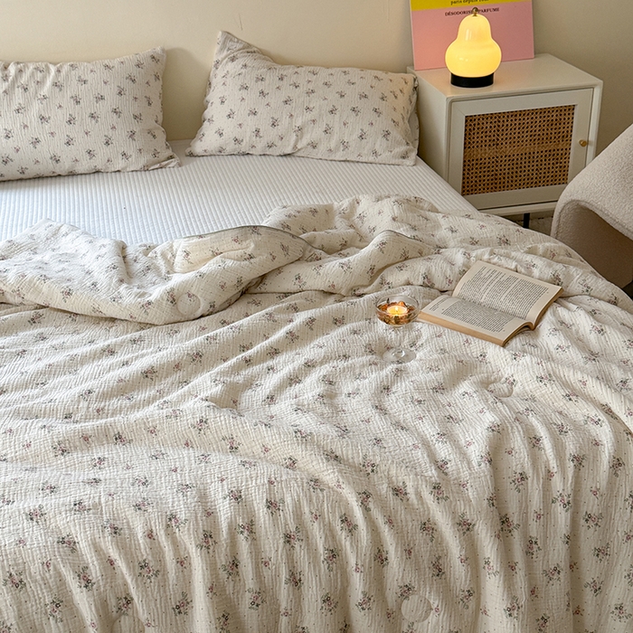 91家纺网 家纺一手货源 找家纺 萝莉家纺 2024新款全棉双层皱皱纱夏被 莉莉纱