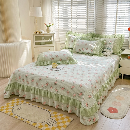 宜凡家纺 2024新款全棉复古印花床盖三件套 悠香沁人
