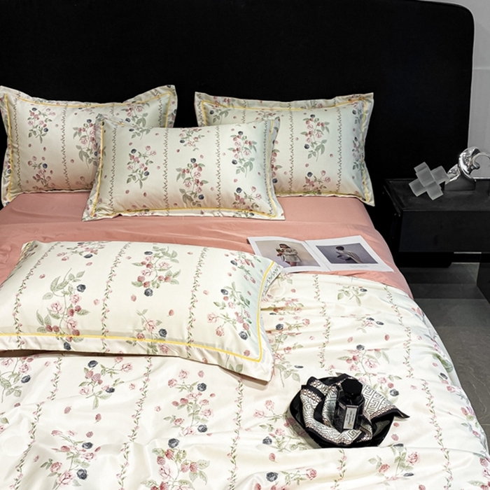 91家纺网 家纺一手货源 找家纺 佳品居 2024新款直播水洗天丝夏被冰丝夏凉被空调被四件套 园艺粉