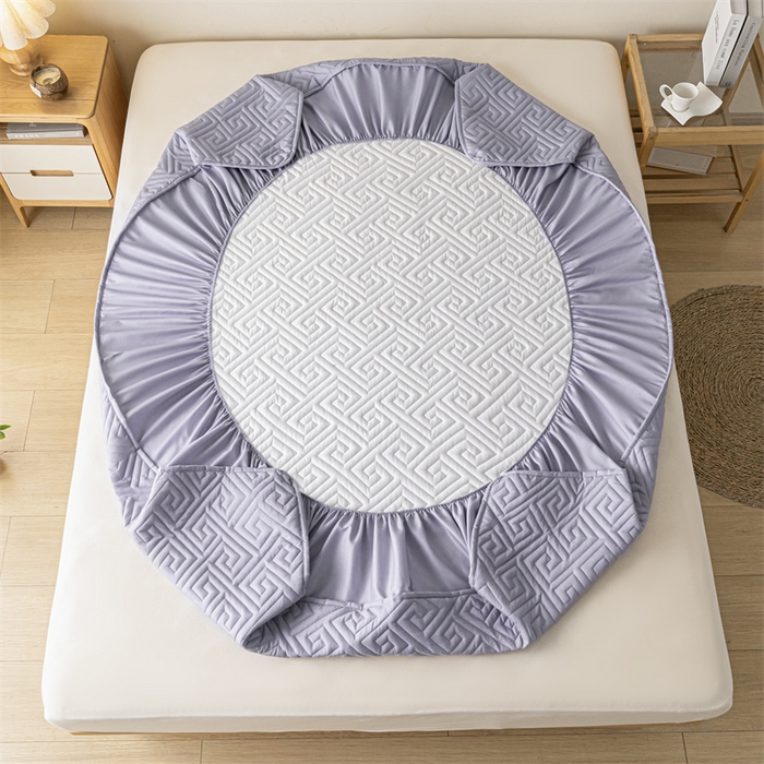 91家纺网 家纺一手货源 找家纺 古吉梦 2024新款水洗棉磨毛夹棉床笠 夹棉床笠-烟熏紫