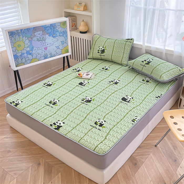 91家纺网 家纺一手货源 找家纺 布卢姆床垫 2025新款5mmA类乳胶凉席床笠套件夏被组合 欢乐熊猫
