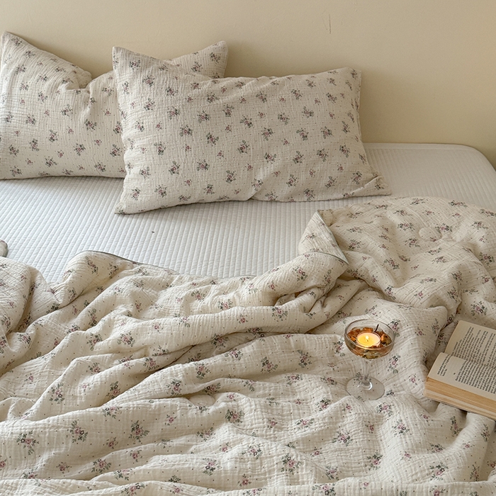 91家纺网 家纺一手货源 找家纺 萝莉家纺 2024新款全棉双层皱皱纱夏被 莉莉纱