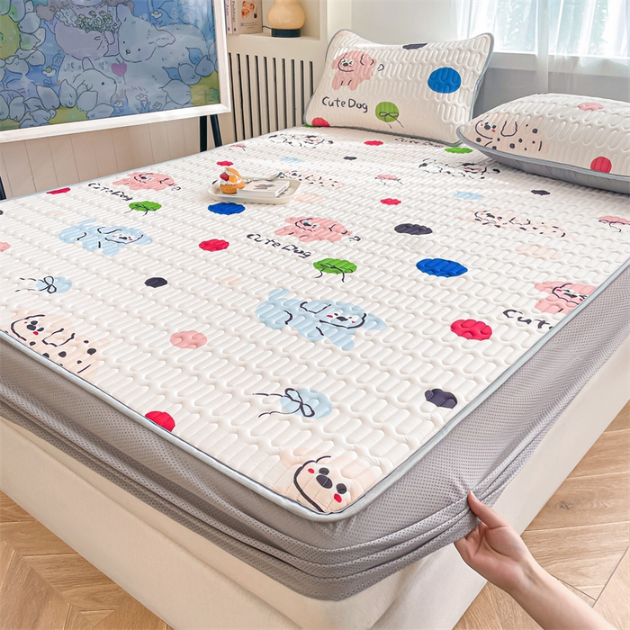 91家纺网 家纺一手货源 找家纺 布卢姆床垫 2025新款5mmA类乳胶凉席床笠套件夏被组合 cute小狗