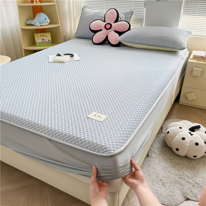 91家纺网 家纺一手货源 找家纺 喜居 2024新款良品豆豆席床笠款凉豆豆席子冰豆豆凉席软凉席 夏夜蓝