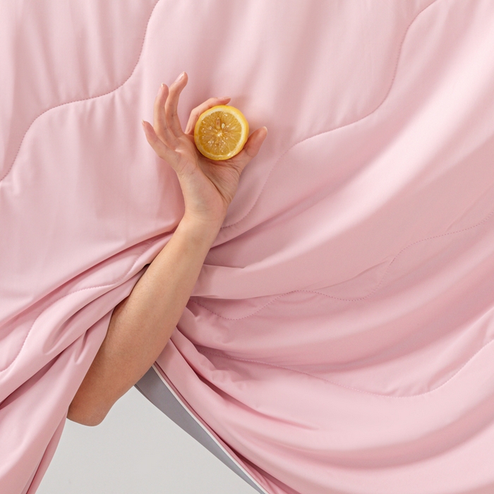 91家纺网 家纺一手货源 找家纺 佳居缘 2024新款西瓜冰柠被空调被夏被 蜜桃粉