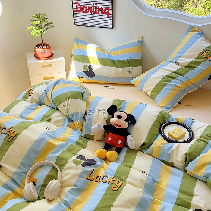 91家纺网 家纺一手货源 找家纺 田野 2024新款13372全棉INS印花四件套 甜心布妮