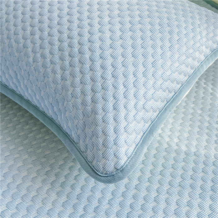 91家纺网 家纺一手货源 找家纺 喜居 2024新款良品豆豆席床笠款凉豆豆席子冰豆豆凉席软凉席 海盐蓝