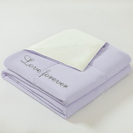 91家纺网 家纺一手货源 找家纺 佳居缘 2024新款纯色绣花冰氨夏被 香芋紫