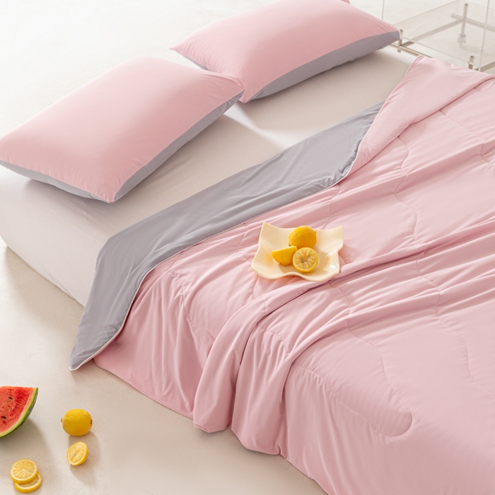 91家纺网 家纺一手货源 找家纺 佳居缘 2024新款西瓜冰柠被空调被夏被 蜜桃粉