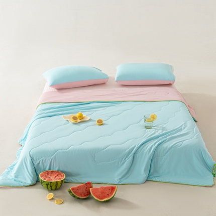 91家纺网 家纺一手货源 找家纺 佳居缘 2024新款西瓜冰柠被空调被夏被 西瓜粉