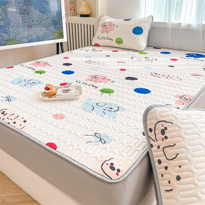 91家纺网 家纺一手货源 找家纺 布卢姆床垫 2025新款5mmA类乳胶凉席床笠套件夏被组合 cute小狗