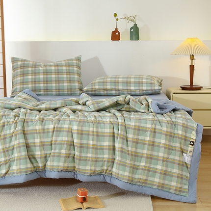花言狐语 2025新款A类全棉水洗棉夏被四件套 莫妮绿-单夏被