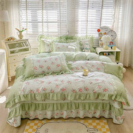 宜凡家纺 2024新款全棉复古印花床盖四件套 悠香沁人