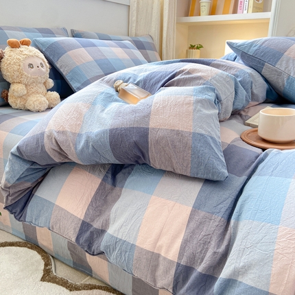 91家纺网 家纺一手货源 找家纺 （总）蝶帕家纺 2024新款全棉色织水洗棉四件套