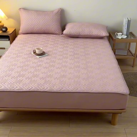 91家纺网 家纺一手货源 找家纺 古吉梦 2024新款水洗棉磨毛夹棉床笠 夹棉床笠-豆沙