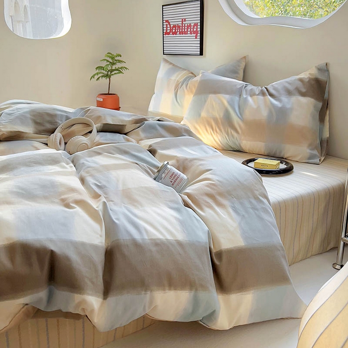 91家纺网 家纺一手货源 找家纺 田野 2024新款13372全棉INS印花四件套 幻影