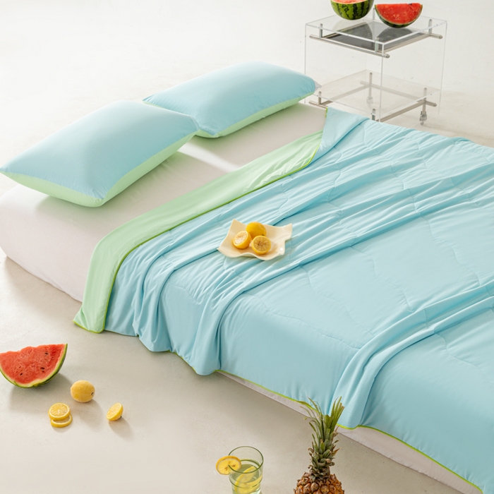 91家纺网 家纺一手货源 找家纺 佳居缘 2024新款西瓜冰柠被空调被夏被 蜜瓜绿