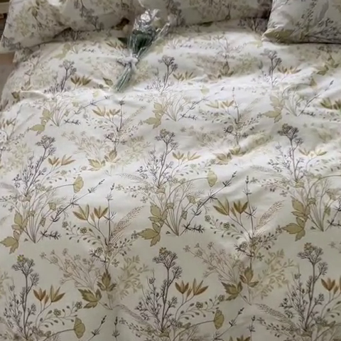 91家纺网 家纺一手货源 找家纺 洺兰家居 2025年新款13372全棉印花四件套纯棉小清新北欧风花卉床单床笠款套件 宁夏