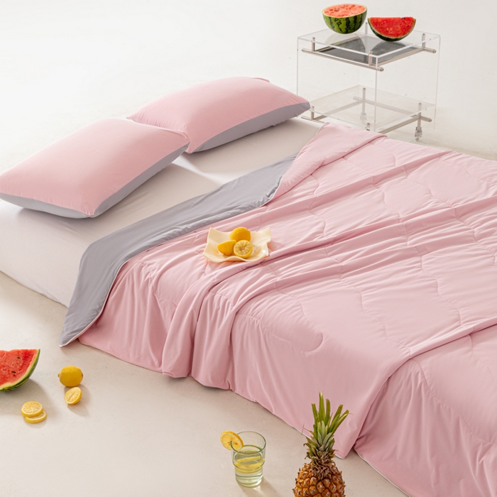 91家纺网 家纺一手货源 找家纺 佳居缘 2024新款西瓜冰柠被空调被夏被 蜜桃粉