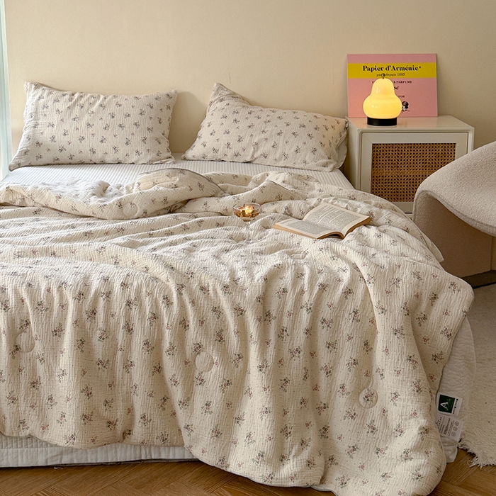 91家纺网 家纺一手货源 找家纺 萝莉家纺 2024新款全棉双层皱皱纱夏被 莉莉纱