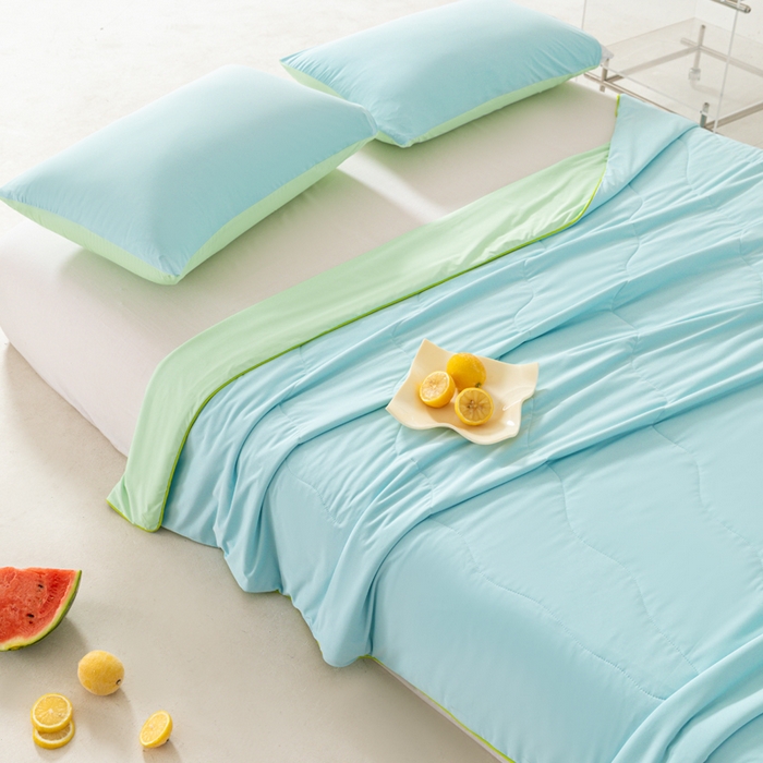 91家纺网 家纺一手货源 找家纺 佳居缘 2024新款西瓜冰柠被空调被夏被 蜜瓜绿