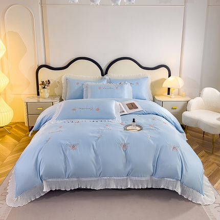 91家纺网 家纺一手货源 找家纺 （总）菲儿家纺 2024新款水洗真丝花边刺绣四件套-花样年华系列