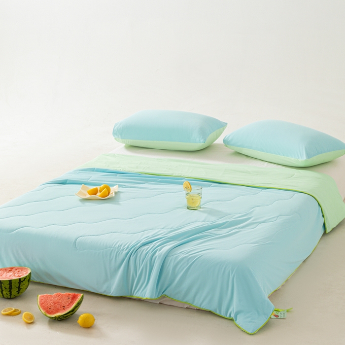 91家纺网 家纺一手货源 找家纺 佳居缘 2024新款西瓜冰柠被空调被夏被 蜜瓜绿