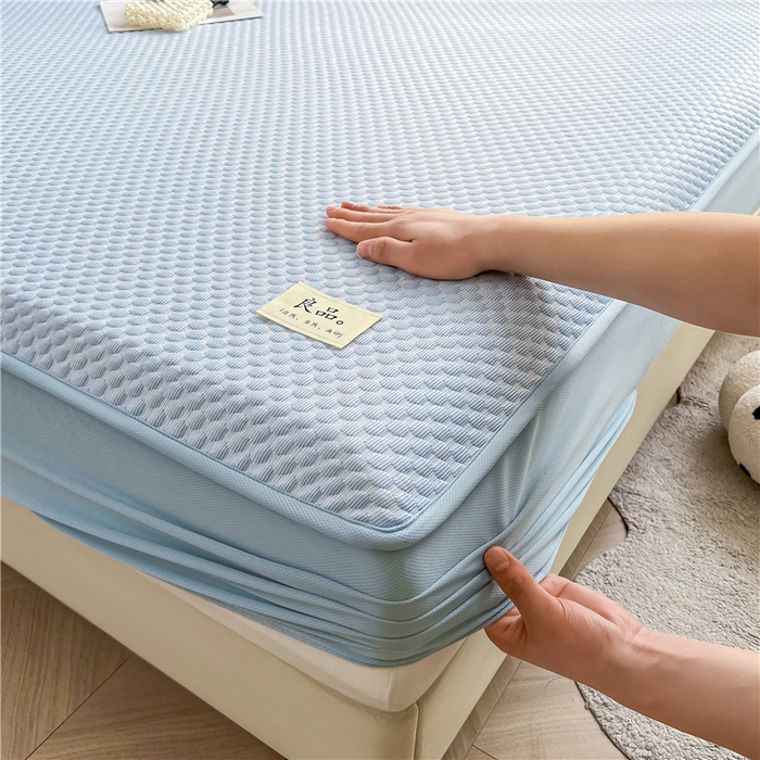 91家纺网 家纺一手货源 找家纺 喜居 2024新款良品豆豆席床笠款凉豆豆席子冰豆豆凉席软凉席 海盐蓝