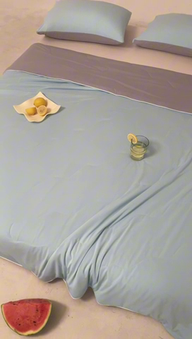 91家纺网 家纺一手货源 找家纺 佳居缘 2024新款西瓜冰柠被空调被夏被 天空蓝