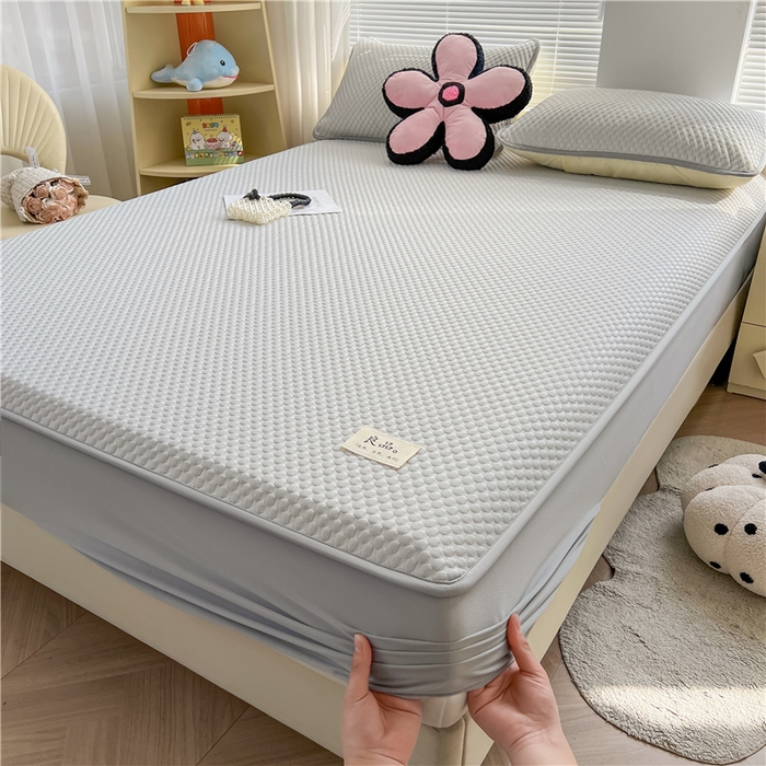 91家纺网 家纺一手货源 找家纺 喜居 2024新款良品豆豆席床笠款凉豆豆席子冰豆豆凉席软凉席 椰子灰