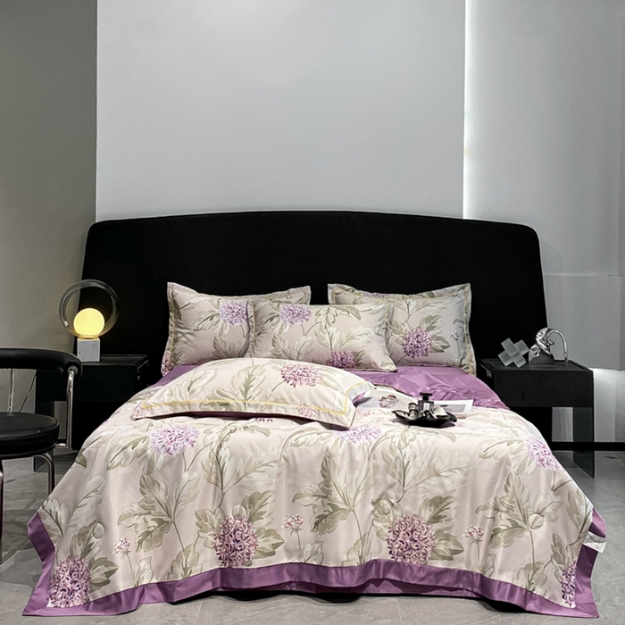 91家纺网 家纺一手货源 找家纺 佳品居 2024新款直播水洗天丝夏被冰丝夏凉被空调被四件套 花团锦簇