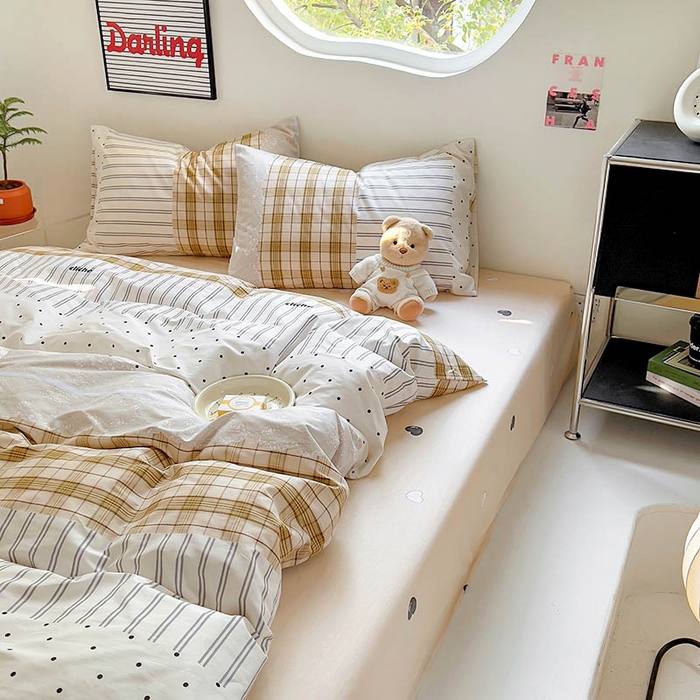 91家纺网 家纺一手货源 找家纺 田野 2024新款13372全棉INS印花四件套 森屿