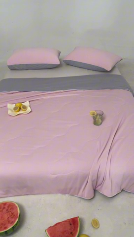 91家纺网 家纺一手货源 找家纺 佳居缘 2024新款西瓜冰柠被空调被夏被 蜜桃粉