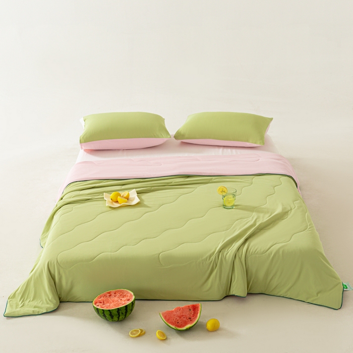 91家纺网 家纺一手货源 找家纺 佳居缘 2024新款西瓜冰柠被空调被夏被 蜜瓜粉