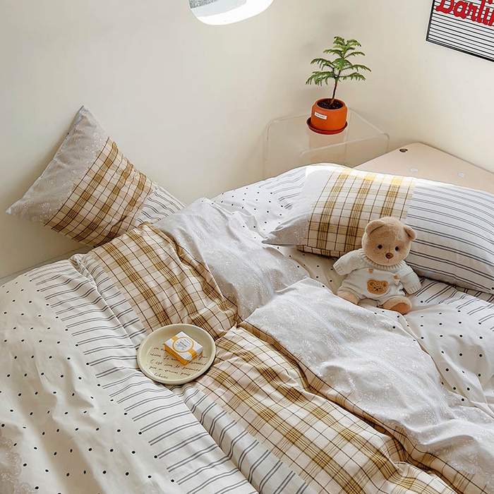 91家纺网 家纺一手货源 找家纺 田野 2024新款13372全棉INS印花四件套 森屿