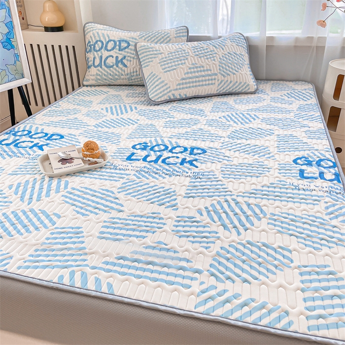 91家纺网 家纺一手货源 找家纺 布卢姆床垫 2025新款5mmA类乳胶凉席床笠套件夏被组合 几何