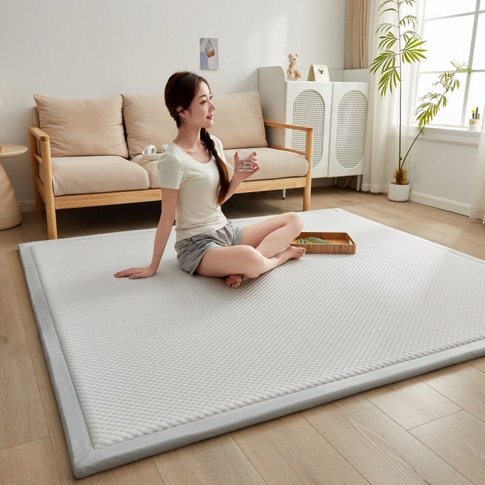 91家纺网 家纺一手货源 找家纺 锦丝钰床垫 2025新款冰豆豆多功能地铺睡垫 冰豆豆~灰