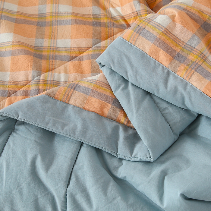 91家纺网 家纺一手货源 找家纺 花言狐语 2025新款A类全棉水洗棉夏被四件套 雅致中格-单夏被