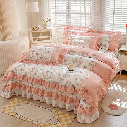 91家纺网 家纺一手货源 找家纺 （总）宜凡家纺 2024新款全棉复古印花床盖四件套