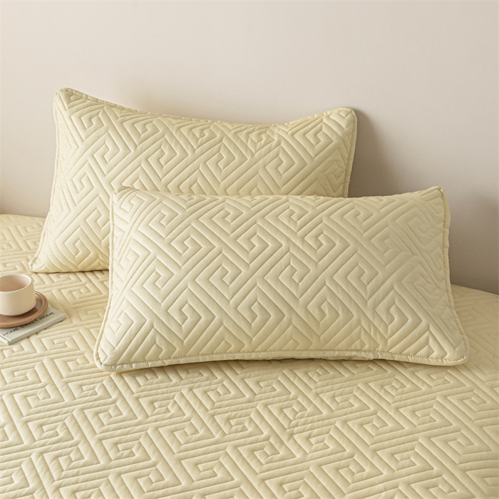 91家纺网 家纺一手货源 找家纺 古吉梦 2024新款水洗棉磨毛夹棉床笠 夹棉床笠-柠檬黄