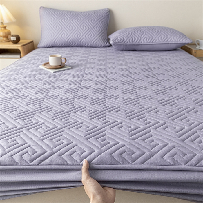 91家纺网 家纺一手货源 找家纺 古吉梦 2024新款水洗棉磨毛夹棉床笠 夹棉床笠-烟熏紫