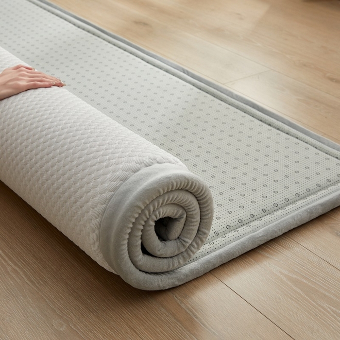 91家纺网 家纺一手货源 找家纺 锦丝钰床垫 2025新款冰豆豆多功能地铺睡垫 冰豆豆~灰