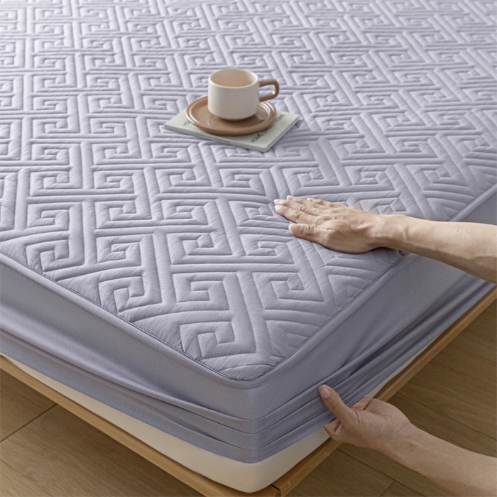 91家纺网 家纺一手货源 找家纺 古吉梦 2024新款水洗棉磨毛夹棉床笠 夹棉床笠-烟熏紫