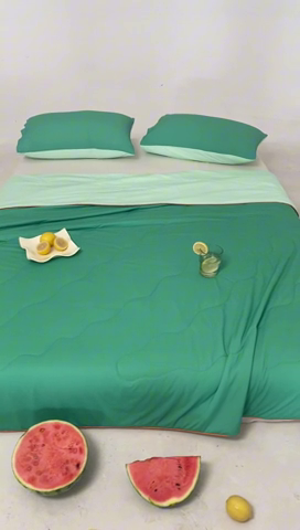 91家纺网 家纺一手货源 找家纺 佳居缘 2024新款西瓜冰柠被空调被夏被 西瓜绿