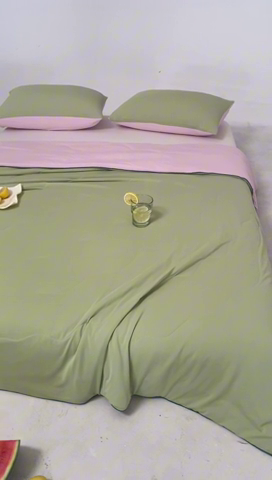 91家纺网 家纺一手货源 找家纺 佳居缘 2024新款西瓜冰柠被空调被夏被 蜜瓜粉