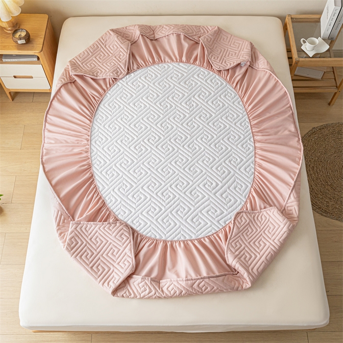 91家纺网 家纺一手货源 找家纺 古吉梦 2024新款水洗棉磨毛夹棉床笠 夹棉床笠-豆沙