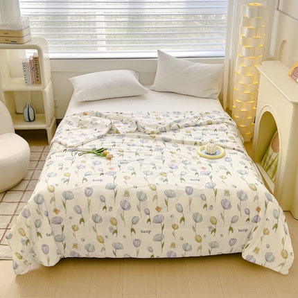 久典家居 2024新款A类氨纶抗菌印花凉感丝夏被空调被 花语